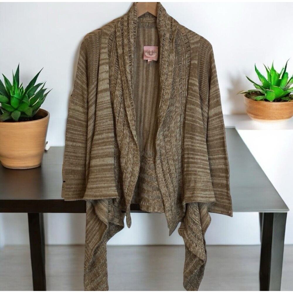 Romeo and Juliet couture flutter open Front cardigan Women’s Size S Small Tan